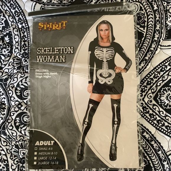Spirit Dresses Spirit Halloween Skeleton Woman Hooded Dress Costume